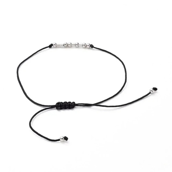 Inspirational I Can Handcrafted Silver Black Unisex Morse Code Bracelet - Picture 4 of 5